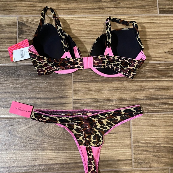 Vintage Betsey Johnson Pink Animal print Bra and matching thong set NWT SEXY - Picture 2 of 9
